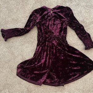Velvet Long Sleeve Dress in Deep Purple